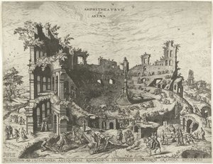 Bullfight in the Ruins of an Amphitheater by Joannes van Doetechum (I)