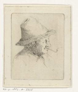 Bust of a Farmer with Hat and Pipe, in Profile by Joannis Jacobus Bijlaert