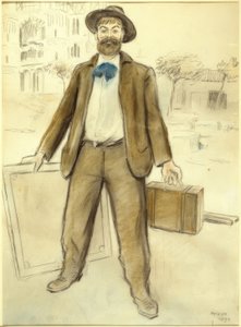 Portrait of Joaquim Mir and the Sagrada Familia by Joaquim Mir i Trinxet