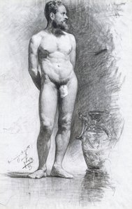 Academic Male Nude with a Grecian Urn