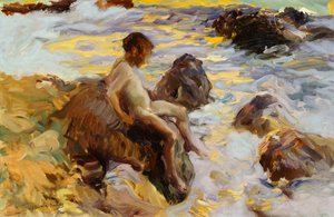 Boy in the Breakers, Javea by Joaquín Sorolla