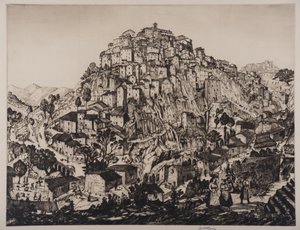 View of Anticoli Corrado with Peasant Women in the Foreground