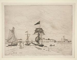 Wood Jetty in the Port of Honfleur by Johan Barthold Jongkind
