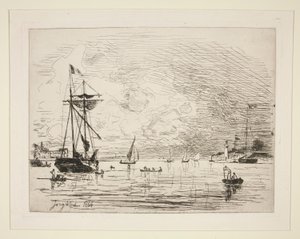 Exit from the Port of Honfleur by Johan Barthold Jongkind