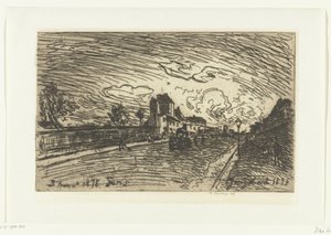 Exit of Cochin Hospital (Faubourg Saint-Jacques, Paris) by Johan Barthold Jongkind