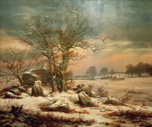 Dolmen Near Vordingborg in Winter by Johan Christian Dahl