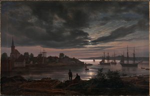 Larvik by Moonlight by Johan Christian Dahl