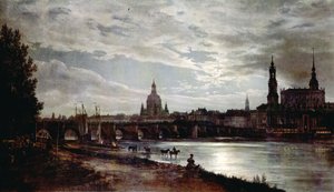 View of Dresden by Moonlight