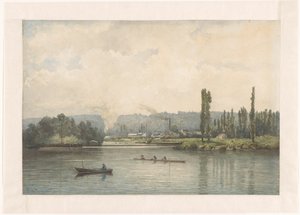 View of Port-Marly on the Seine, with the Washhouse by Johan Conrad Greive (signed by artist)