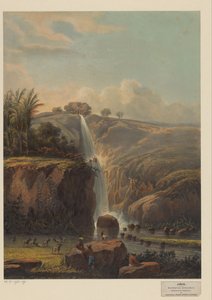 View of the Waterfall in Singahan by Johan Conrad Greive