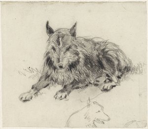 Lying Shepherd Dog by Johan Daniël Koelman