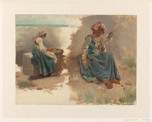 Two Sketches of Seated Women by Johan Daniël Koelman