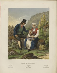 Illustration from the book Selected Norwegian National Costumes by unknown author and published by Chr. Tønsberg (1861) by Johan Fredrik Eckersberg