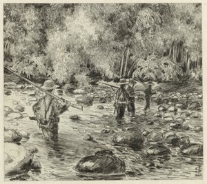 Soldiers Wading Through a River by Johan Gerard Sinia