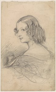 Portrait of a Young Woman with Ringlets, Facing Left by Johan Hendrik Koelman