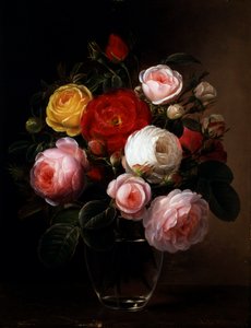 Still Life of Roses in a Glass Vase