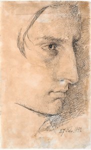 Head of a Serious Young Man, 3/4 Profile to the Right by Johan Thomas Lundbye