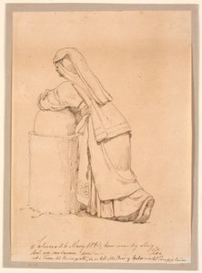 Italian Woman Leaning on a Low Pillar by Johan Thomas Lundbye