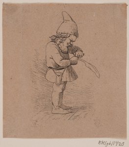 Elf Carving a Pen by Johan Thomas Lundbye