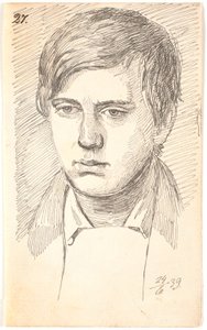 Portrait of a Young Man, Full Face by Johan Thomas Lundbye