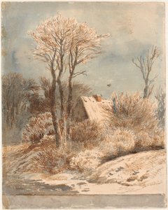 Snowy Landscape with House Among Trees