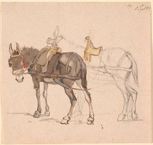 Two Harnessed Mules by Johan Thomas Lundbye