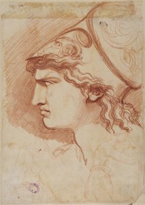 Diomedes, Detail Sketch of a Helmet and a Head in Profile by Johan Tobias Sergel