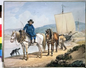 A Horse and Cart at the River