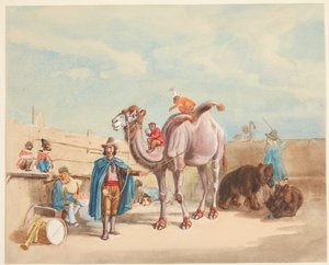An Animal Tamer with Camel, Monkeys, Bears, etc. by Johann Adam Klein