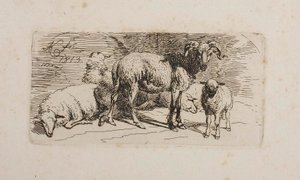 Ram, Three Sheep and a Lamb by Johann Adam Klein