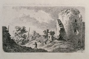 Ruined Castle with Man by Johann Adam Klein