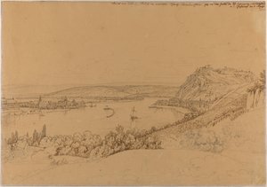 View of Koblenz with the Rhine and Fortress Ehrenbreitstein (recto); View of the Heidelberg Castle (verso) by Johann Adam Klein