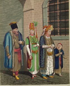 A Family of Turkish Jews, Wearing Their Typical Costumes by Johann Adolph Opitz