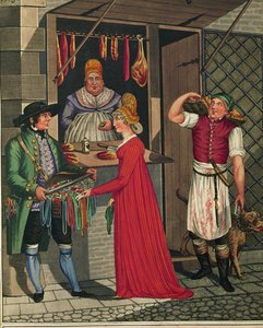Butcher Shop and Butcher Boy with Dog by Johann Adolph Opitz