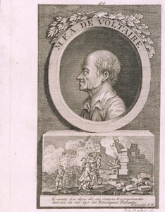 Portrait of the writer, essayist and philosopher Francois Marie Arouet de Voltaire
