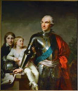 Count Stanislas Felix Potocki and His Two Sons Felix-Georg and Stanislas by Johann Baptist Edler von Lampi