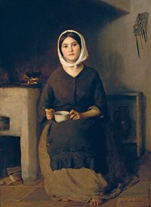 Seated Woman in a Farm Kitchen by Johann Baptist Reiter