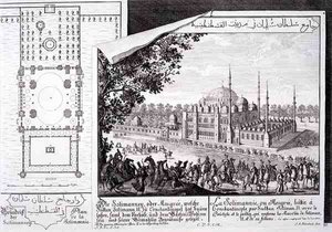 Plan and View of the Suleymaniye Mosque, Istanbul, from 
