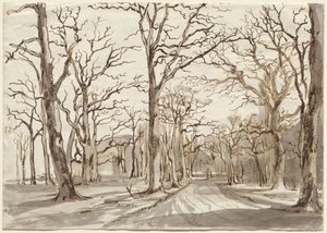 A Woodland Path in Rosenthal in Winter by Johann Christian Reinhart