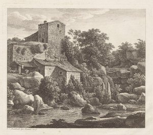 House by the Mountain Stream by Johann Christian Reinhart