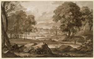 Large Forest Landscape with Ancient City and Figures