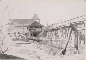 Wooden Bridge with Weir and Watermill by Johann Christian Reinhart