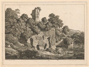Landscape - Ruins of the Villa of Ventidio Basso in Tivoli by Johann Christian Reinhart
