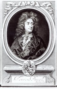 Portrait of Henry Purcell, English composer, engraved by R. White