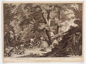 God Discovers that Adam and Eve Have Eaten from the Tree of Knowledge by Johann Elias Ridinger