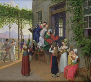 Youths Playing on a Swing in a Garden near Naples, 1823 by Johann Erdmann Hummel
