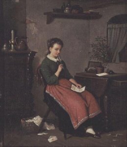 Young Girl Writing a Love Letter
