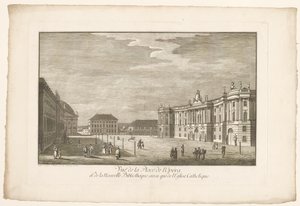 View of Bebelplatz in Berlin with the Alte Bibliothek and the Altes Palais and St. Hedwig