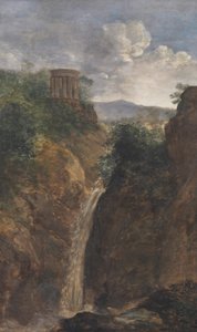 Waterfall and Round Temple near Tivoli by Johann Georg von Dillis