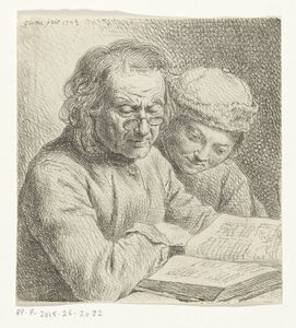 Man and Boy Reading a Book by Johann Gottlieb Glume